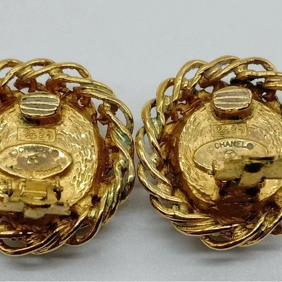 Sale‼️CHANEL Authentic Gold Plated Clip Ons Earrings-Preowned As Is Read - Picture 6 of 11